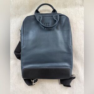 Navy moleskin leather backpack
